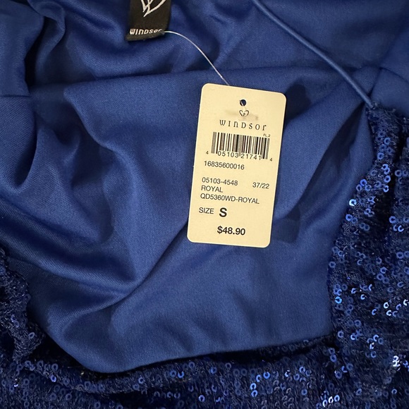 Windsor Royal Blur Sequin Mini-dress. Size S. Crisscross back! 💙New with Tags! - Picture 7 of 9